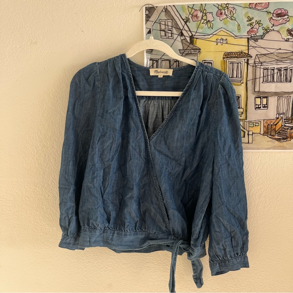 Madewell Chambray Wrap Top – Medium
